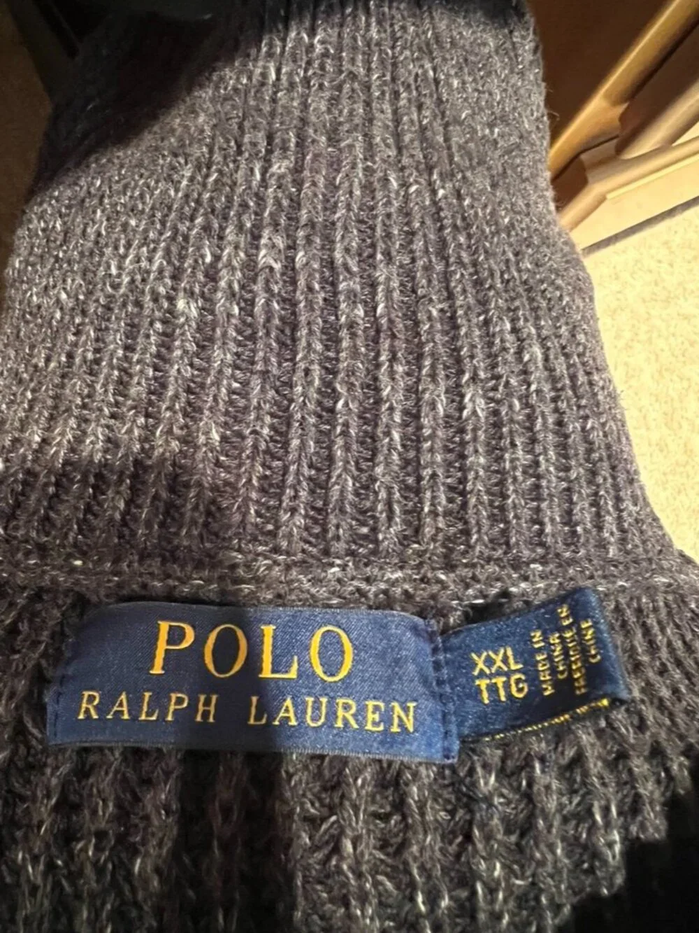 Polo by Ralph Lauren Gray/White Accents Shawl Collar Cardigan XXL/TTG